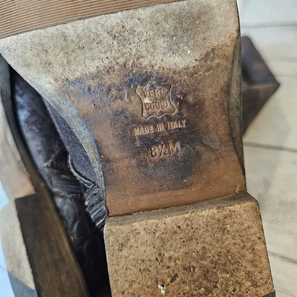 Donald J. Pliner Women 8.5 Brown Gale Knee-High Gator Suede Leather Riding Boots - Picture 10 of 12